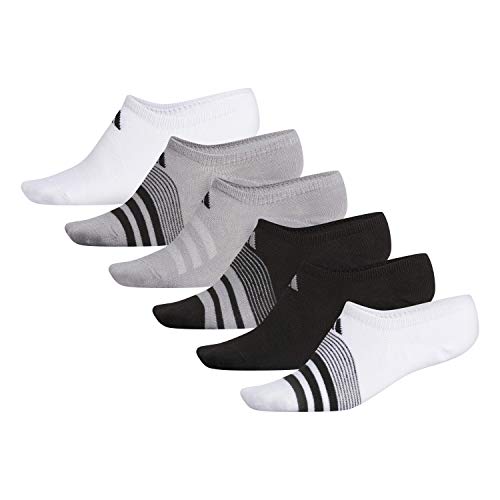 Book Cover adidas Women's Superlite Super No Show Socks (6-Pack), White/Light Onix/Black, M (Shoe Size 5-10)