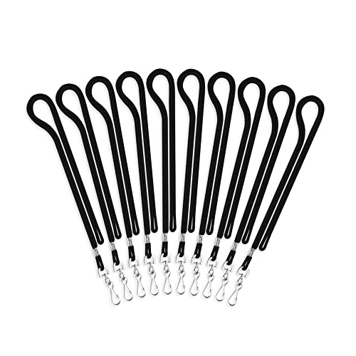 MIFFLIN-USA Lanyard (Black, 36 Inch, 100 Pack), ID Badge Lanyards, Round Woven Lanyards with J-Hook