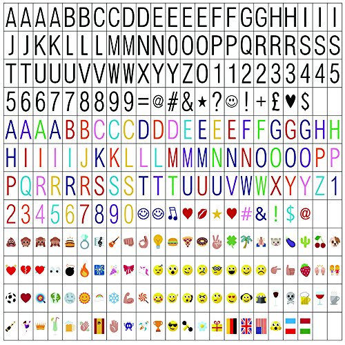 ME456 270 Black Letters, Pastel Colour Letters, Pastel Colour Emojis and Special Decorative Symbols for Use with A4 Cinematic Light Up Box