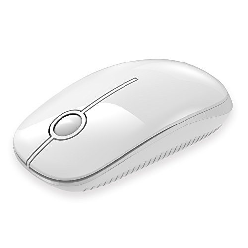 Jelly Comb 2.4G Slim Wireless Mouse with Nano Receiver, Less Noise, Portable Mobile Optical Mice for Notebook, PC, Laptop, Computer, MacBook MS001 (Pure White)