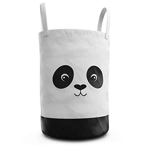 Book Cover Fawn Hill Co Panda Laundry Hamper Basket for Baby Nursery or Toddler Room | Collapsable Storage Tote Organizer with Durable Handles for Clothes, Kids Toys, Dirty Laundry | Modern Decor (Black & White)