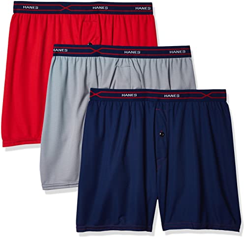 Hanes Men's 3-Pack X-Temp Performance Cool Checker Polyester Boxers