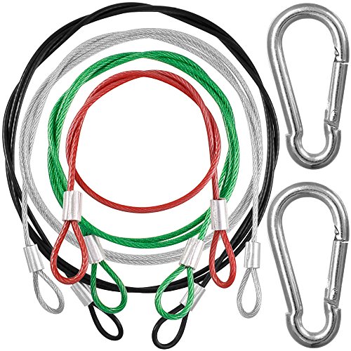 4 Pack Safety Stainless Steel Tethers, DanziX Colorful Coated Lanyards for All GoPro Hero Series and Other Camera Devices,0.08 inch Diameter Cables,Protect Your Value - Red, Green, Silver, Black
