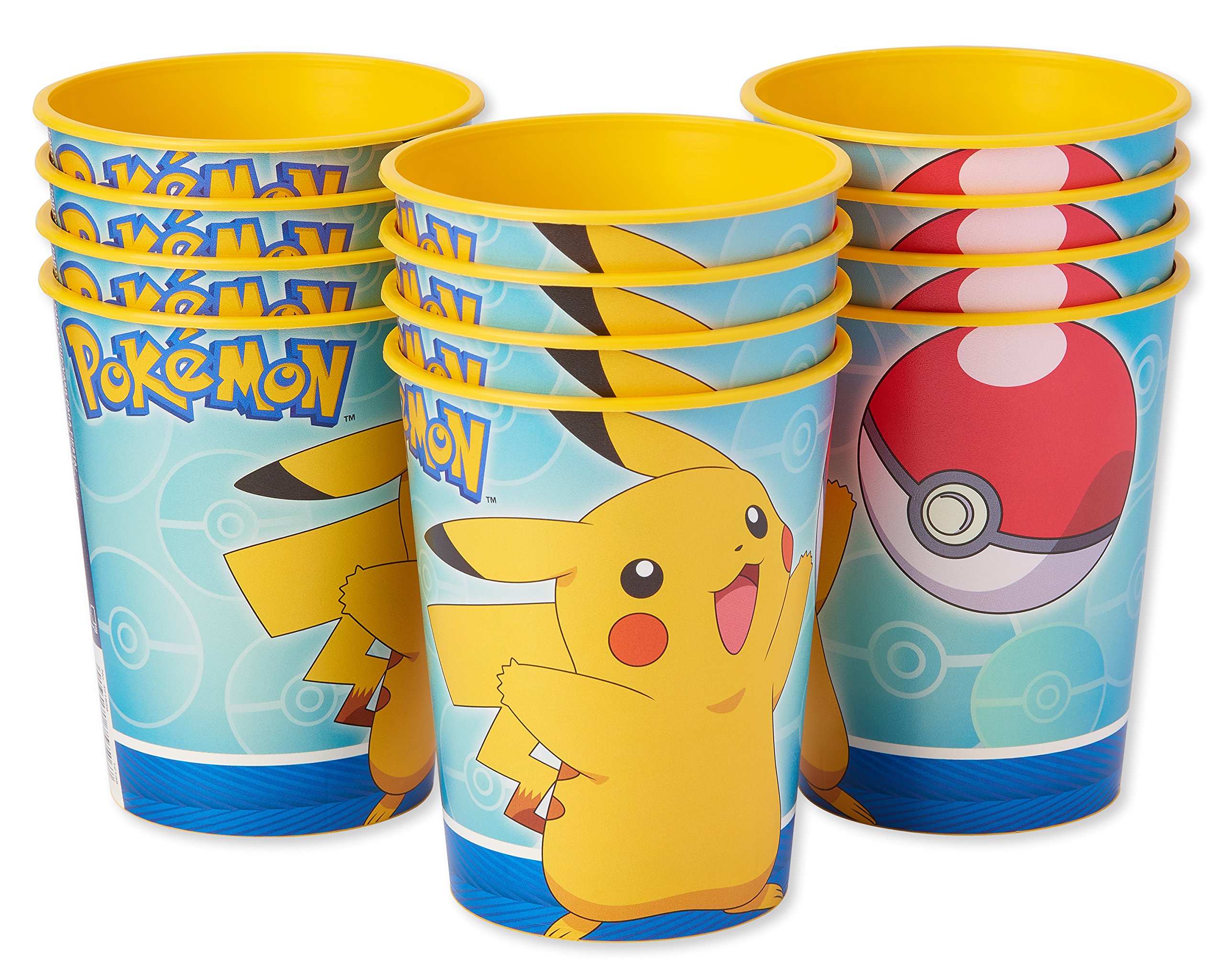 Book Cover American Greetings Pokemon Party Supplies, 16 oz Reusable Plastic Cups (12-Count)