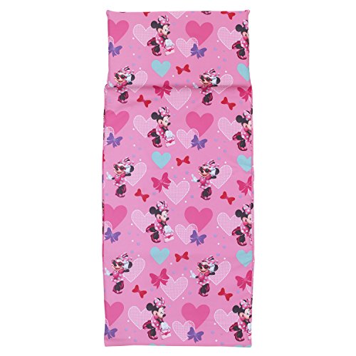 Disney Minnie Mouse Bows and Hearts Super Soft Preschool Nap Pad Sheet, Pink, 19" x 44", 1 Count (Pack of 1)