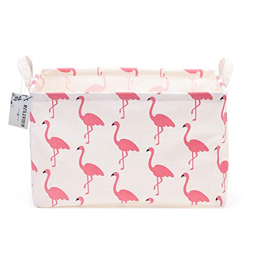 Flamingo Toy Storage Bin Basket Collapsible Box Toy Organizer for Nursery & Kid's Toy, Gift Baskets (Red)