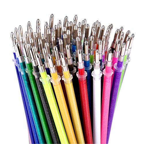 Glitter Gel Pen Refills by Color Technik, Set of 80 Glitter and Neon Glitter, No Duplicates, 40% More Ink than Standard Refills. Large Glitter Refill Set on Amazon, Non-Toxic, Acid-Free, Lead-Free