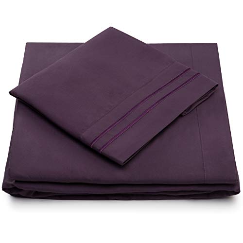 Book Cover Cosy House Collection Split King Sheets for Adjustable Beds - Split King Bed Sheet Sets - Deep Pocket - Super Soft Hotel Bedding - Cool & Wrinkle Resistant - SplitKing Sheets (Split King, Purple)