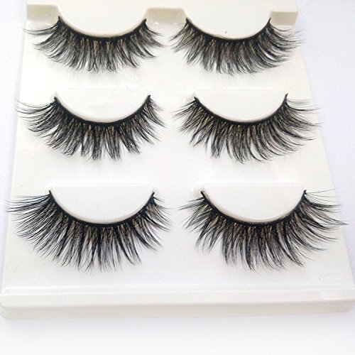 Trcoveric 3D Fake Eyelashes Fluffy Volume Long Nature Crisscross Wispies Soft False Lashes Handmade 3 Pair Pack