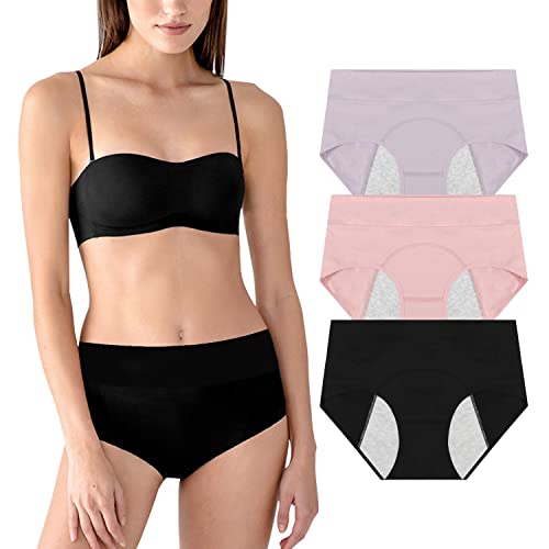 Phennie's Big Girls Menstrual Period Panties Pack of 4Young Female Absorbent Free Leak Briefs Teens No Leak Underwear