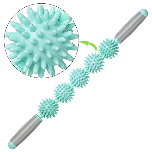 Coolife Fascia Release Cellulite Blasting Remover Muscle Roller Massage Stick, Deep Tissue Tight Fascia Massager Trigger Point Fat Blast Pain Relief Myofascial Release with 5 Balls for Men and Women