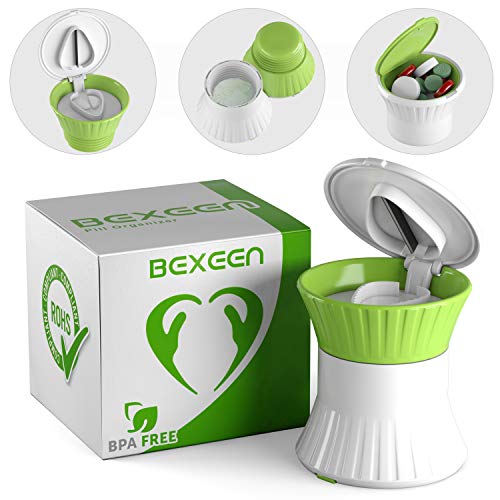 Pill Cutter Crusher Grinder - [3 in 1] - Pill Crusher Pulverizer - Tablet Cutter with Small Pill Box Container - Pill Breaker Slicer Chopper Divider