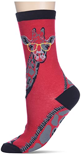 K. Bell Socks mens Animal Novelty Crew Casual Sock, Giraffe (Red), Shoe Size 4-10 US