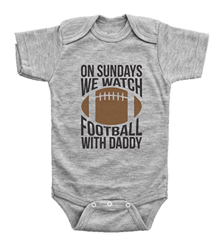 Baffle | Compatible with Onesies Brand Baby Bodysuit | Baby Apparel | On Sundays We Watch Football With Daddy | Unisex Romper (NEWBORN, GREY SHORT SLEEVE)