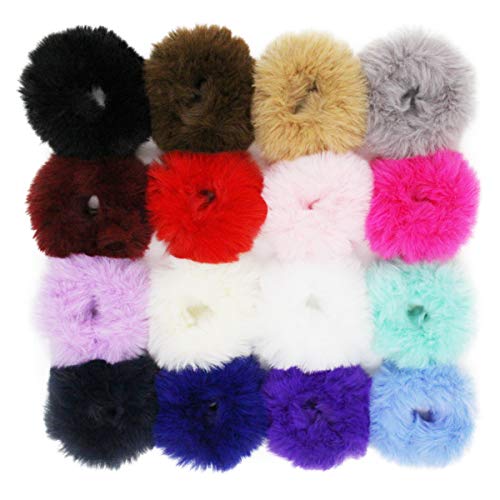 SUSULU Fuzzy Furry Artificial Rabbit Fur Faux Fur Hair Band Rope Hair Holder Wristband Hair Ring Hair Tie Ponytail Holder Hair Accessories