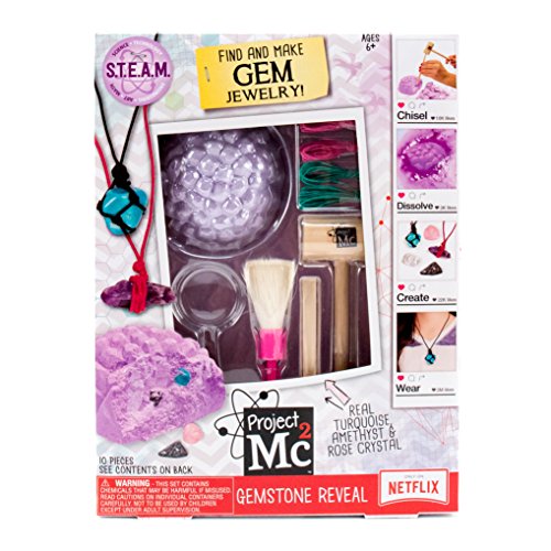 Project Mc2 Gemstone Reveal Stem Science Kit by Horizon Group USA, Excavate, Dig Or Fizz & Bubble to Reveal 5 Real Gemstones for DIY Jewelry Making. Includes Excavation Tools, Magnifying Glass & More
