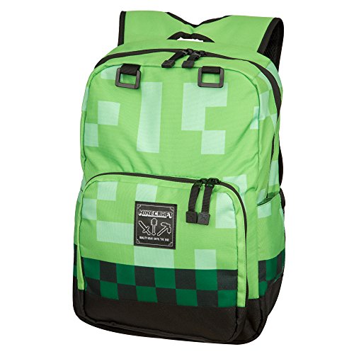 JINX Minecraft Creeper Kids Backpack (Green, 18") for School, Camping, Travel, Outdoors & Fun