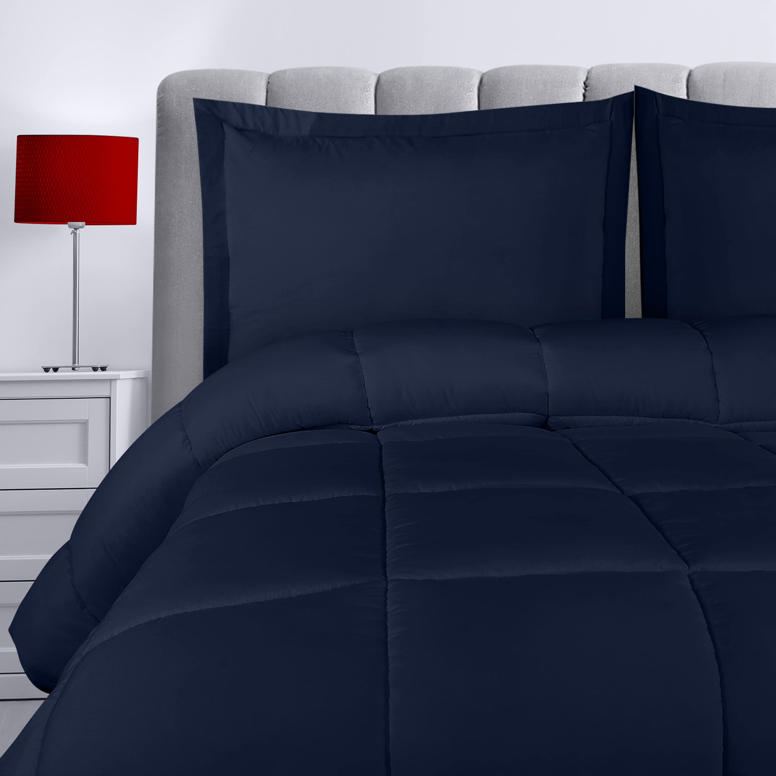 Utopia Bedding King/California King Size Comforter Set with 2 Pillow Shams - Bedding Comforter Sets - Down Alternative Navy Comforter - Soft and Comfortable - Machine Washable Navy King