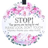 Three Little Tots – Flower Stop No Touching Baby Car Seat Sign or Stroller Tag - CPSIA Safety Tested