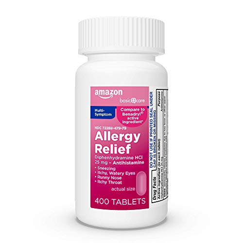 Book Cover Amazon Basic Care Allergy Relief Diphenhydramine HCl Tablets, 400 Count