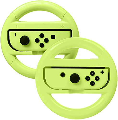 AmazonBasics Steering Wheel Controller for Nintendo Switch - Pack of 2, Neon Yellow