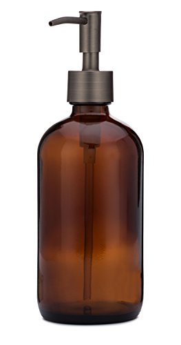 Market Amber Glass Soap Dispenser Great for Bathroom and Kitchen Liquid Hand Soap and Lotion (Rustic Bronze)