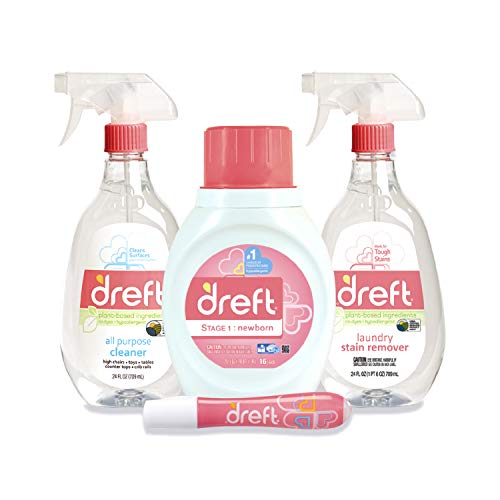 Book Cover Baby and Mom Gift Set by Dreft, Liquid Laundry Detergent, Laundry Stain Remover, Instant Stain Remover Pen and All Purpose Cleaner, Baby Shower Gifts, Packaging May Vary