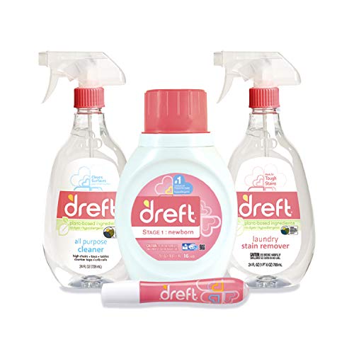 Baby and Mom Gift Set by Dreft, Liquid Laundry Detergent, Laundry Stain Remover, Instant Stain Remover Pen and All Purpose Cleaner, Baby Shower Gifts, Packaging May Vary