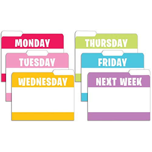 Top Notch Teacher Products TOP3393 Designer File Folders, Days of The Week, Assorted, Set of 6