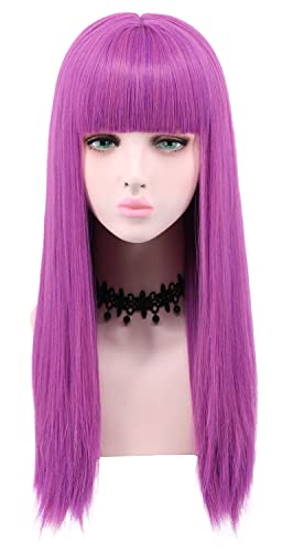 yuehong Women Long Straight Purple Wig Adult Costume Cosplay Halloween Wig Party Hair Wig
