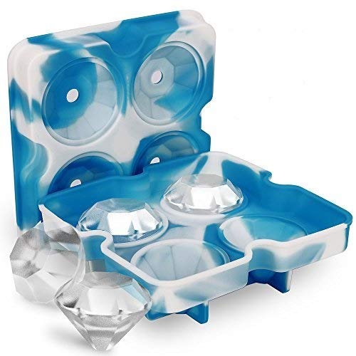 Ice Cube Trays with Lids, Diamond-Shaped Silicone BPA-Free (4-pack)