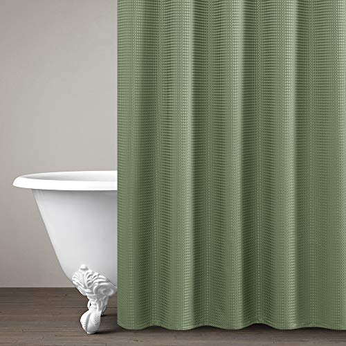 Book Cover Shower Curtain Green Sage Shower Curtains Shower Drapes Metal Grommets Top for Bathroom Waterproof Waffle Weave Textured with Rust-Resistant Metal Grommets Top Shower Curtains 72 inches Long Olive