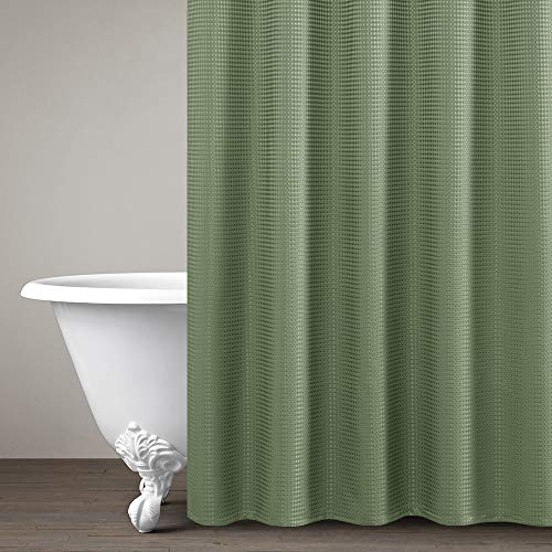 Shower Curtain Green Sage Shower Curtains Shower Drapes Metal Grommets Top for Bathroom Waterproof Waffle Weave Textured with Rust-Resistant Metal Grommets Top Shower Curtains 72 inches Long Olive