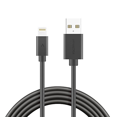 Apple MFi Certified Lightning Cable 6ft, Voltmax iPhone Charger with Reinforced Aramid Fiber for iPhone Xs/XS Max, XR, X,8/8Plus, 7/7Plus, 6/6Plus, iPad Pro/Air 2, iPad Mini, iPod Nano/Touch(Black)