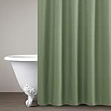 Lazzzy Shower Curtain Green Sage Shower Drapes Metal Grommets Bath Curtain for Bathroom Waffle Weave Textured with Rust-Resistant Metal Grommets Top Shower Curtains 72 inches Long Green 1 Panel
