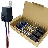 irhapsody 5 Pack 40/30 AMP 12V DC Waterproof Relay Kit, 5-PIN SPDT Automotive Relay