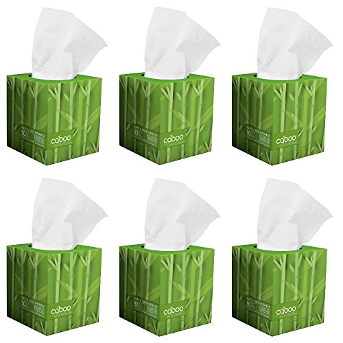 Book Cover Caboo Tree Free Bamboo Facial Tissue Paper, Eco Friendly Hypoallergenic Tissue Box with 90 Sheets Per Cube, Total of 6 Cubes, 540 Total Tissues