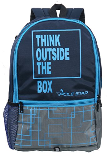 POLESTAR Hero 32 Liters Casual/ School/ College/ Day light weight Backpack, suitable for boys & men, stylish & durable, made with polyester, 1 year warranty - Navy Blue & Grey