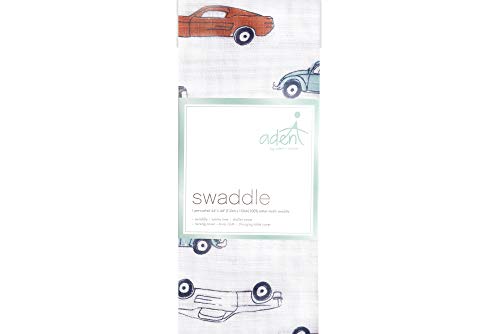 Aden by aden + anais Swaddle Blanket, Muslin Blankets for Girls & Boys, Baby Receiving Swaddle, Ideal Newborn Gifts, Unisex Infant Shower Items, Toddler Gift, Wearable Swaddle, Single, Cars