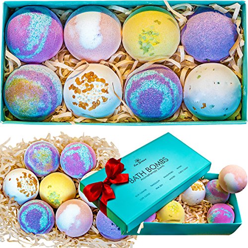 Book Cover Bath Bombs Gift Set - 8 Luxury Vegan Bubble Fizzies For Women, Bath Bomb Kit - Relaxing Spa Gifts For Her - Unique Birthday & Beauty Products for Christmas - Bath Bombs For Girls