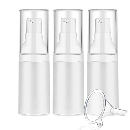 Mild East 3pcs 20ml Sterile Airless Pump Bottle with Funnel Easy to Carry and Fill Matte Lotion Bottles For Travel