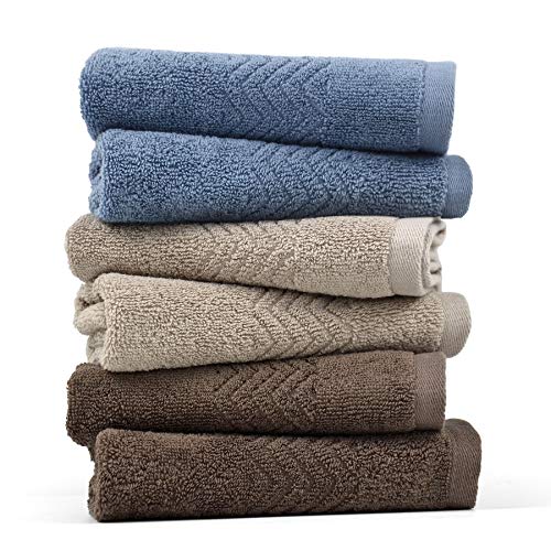 Book Cover Cleanbear Cotton Washcloths Bath Wash Cloth Set 13 x 13 Inches, 6-Pack Face Cloths with 3 Colors