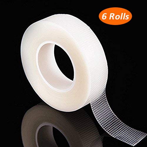 Book Cover G2PLUS 6 Rolls PE Micropore Medical Tape Roll for Individual Eyelash Extensions,1/2'' x 10 Yards
