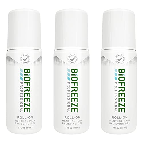 Biofreeze Professional Menthol Roll-On Pain-Relieving Gel 3 FL OZ Green (Pack Of 3) Topical Pain Relief For Muscles And Joints From Arthritis, Backache, Strains, Bruises, & Sprains (Package May Vary)