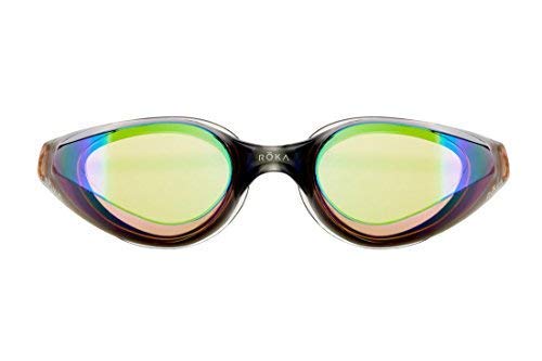 Book Cover ROKA R1 Anti-Fog Swim Goggles with RAPIDSIGHT Razor Sharp Optics 2018 - Amber Mirror
