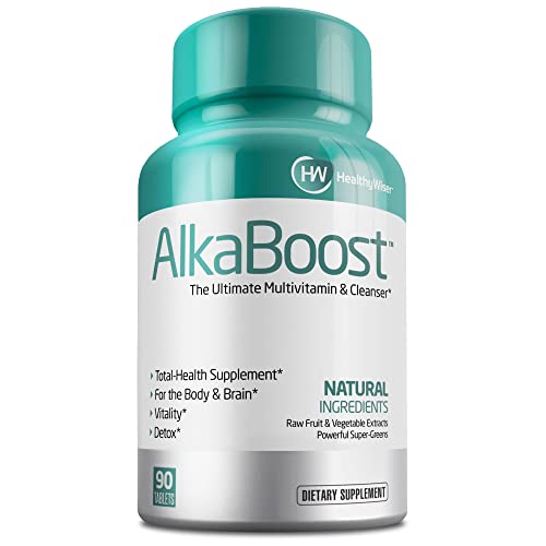 AlkaBoost MultiVitamin for Healthy pH Balance Pills, Alkaline Booster Supplement & Immune Support,Natural pH Alkalizer, Alkaline Pills - Promote Energy Clarity and Focus,Green and Wholefood Blend,90ct
