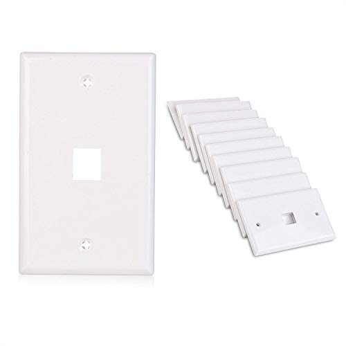 Cable Matters 10-Pack Low Profile 1 Port Keystone Jack Wall Plate in White