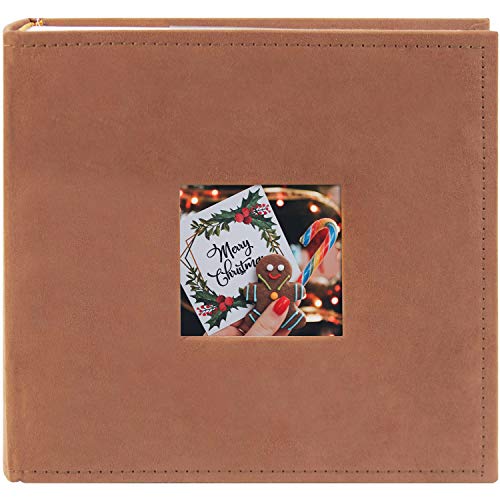 Golden State Art, Family Holiday Photo Album for Christmas, Vacation, Anniversary Photography Book for 200 4x6 Pockets with Memo, 2 Per Page Large Capacity (Suede Cover - Rusty Bronze)