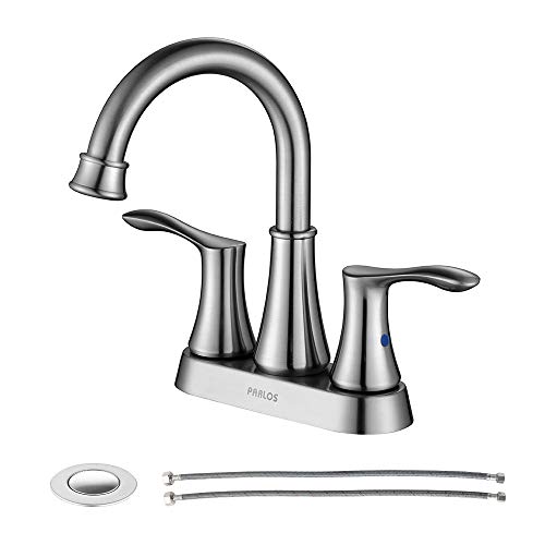 Book Cover PARLOS Swivel Spout 2-handle Lavatory Faucet Brushed Nickel Bathroom Sink Faucet with Pop-up Drain and Faucet Supply Lines, Demeter 13627