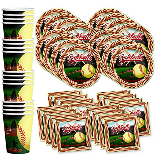 Book Cover Softball Star Birthday Party Supplies Set Plates Napkins Cups Tableware Kit for 16